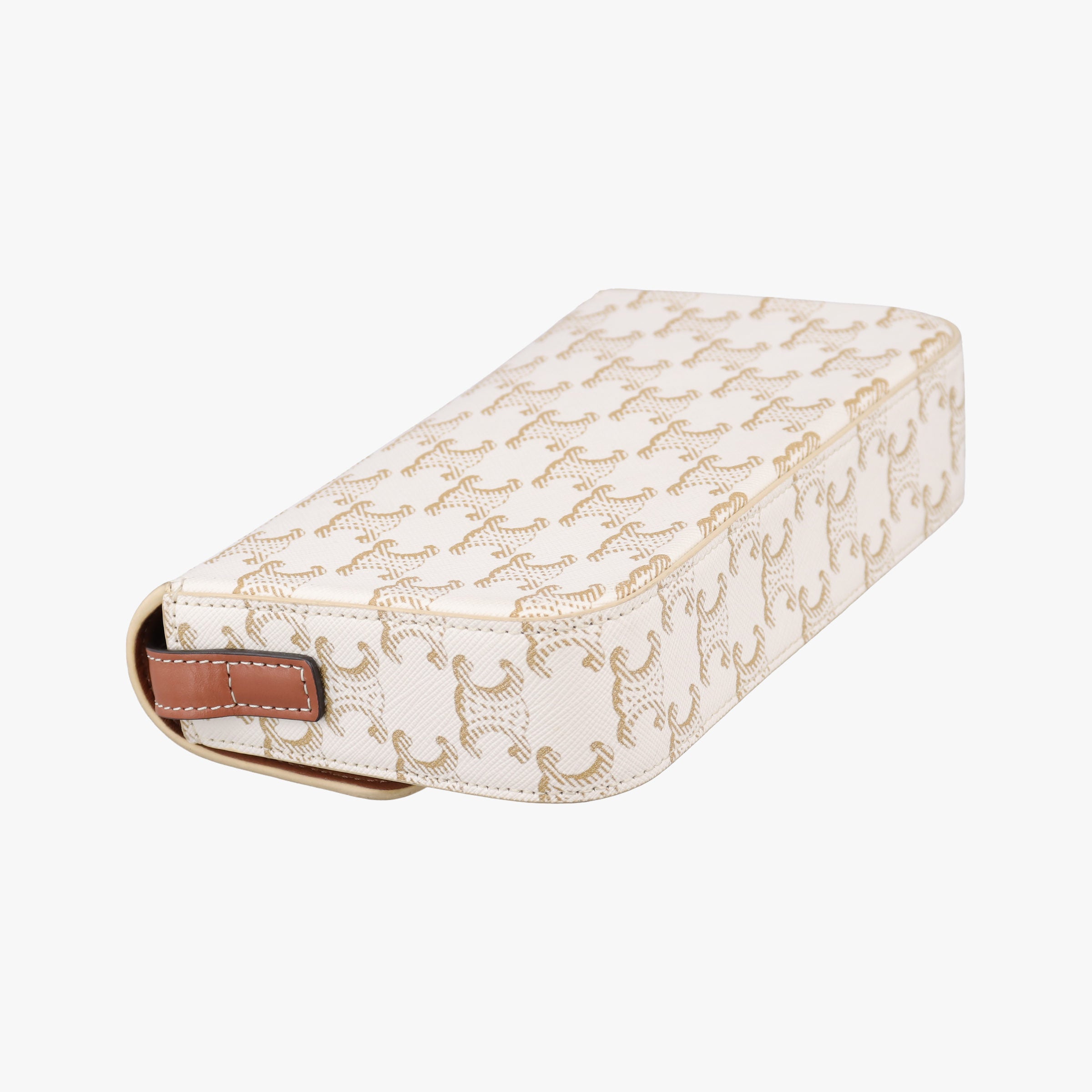 Pre-owned Celine Claude Triomphe white x brown PVC coated canvas x Leather  shoulderbag | stylenewstar
