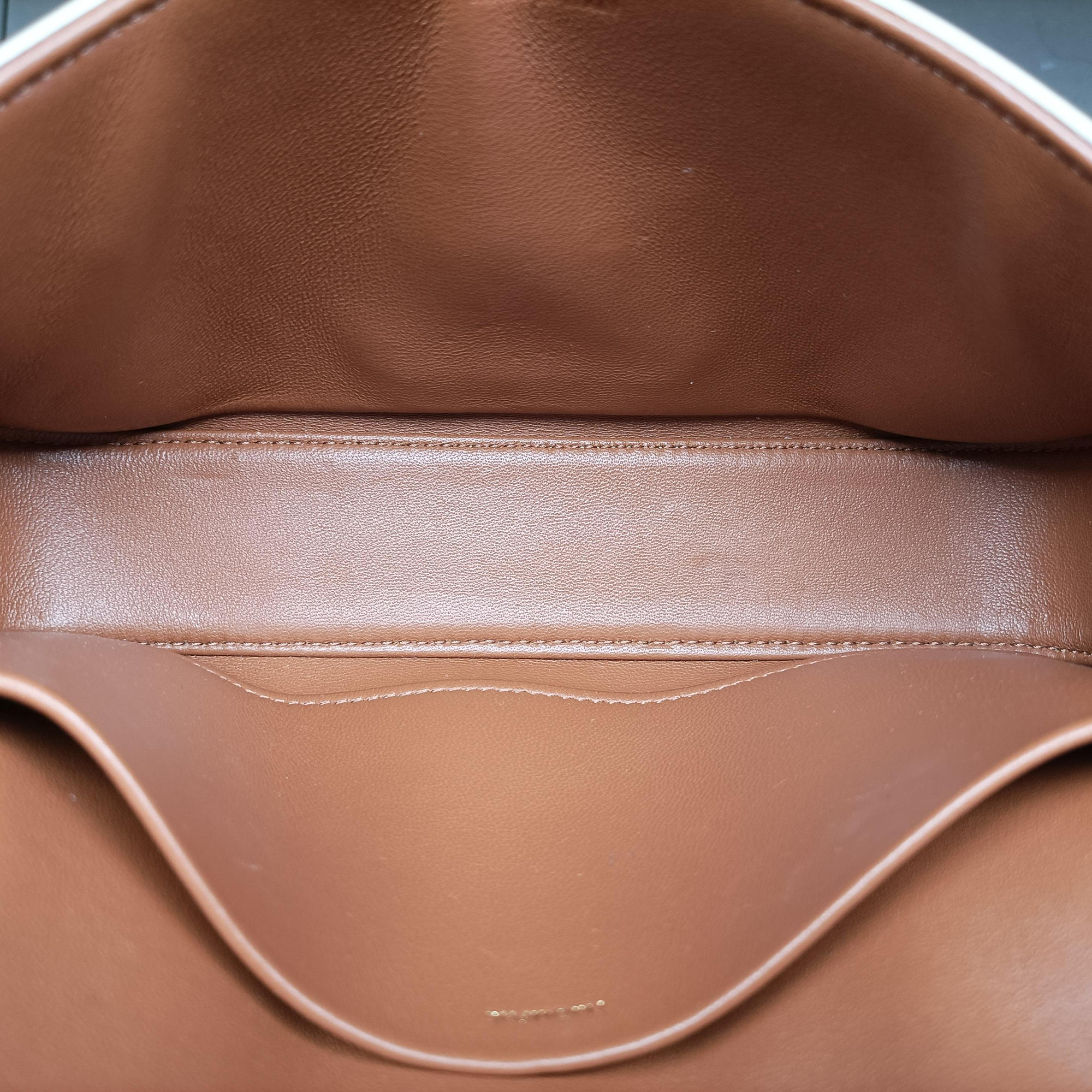 Pre-owned Celine Claude Triomphe white x brown PVC coated canvas x Leather  shoulderbag | stylenewstar