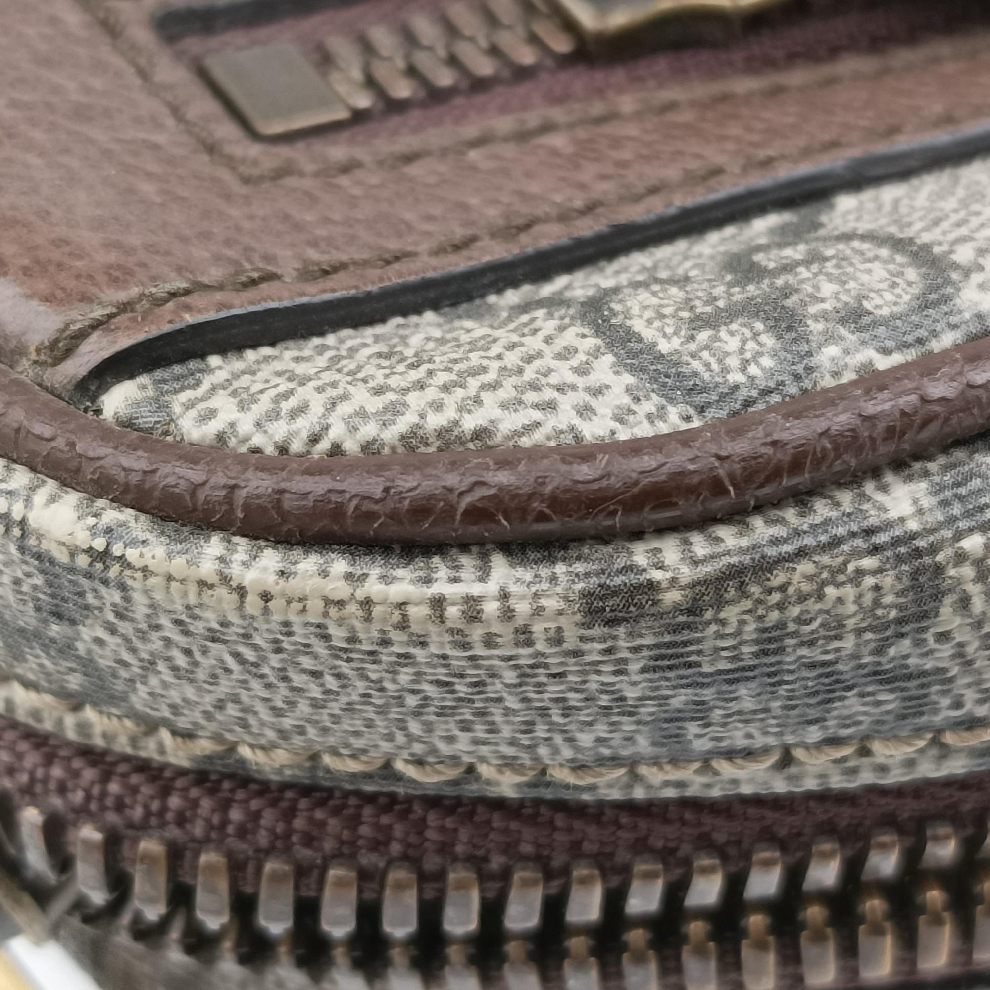 Pre-owned Gucci Ophidia Beige×Brown PVC coated canvas×leather 574796 bum bag/waist bag | stylenewstar