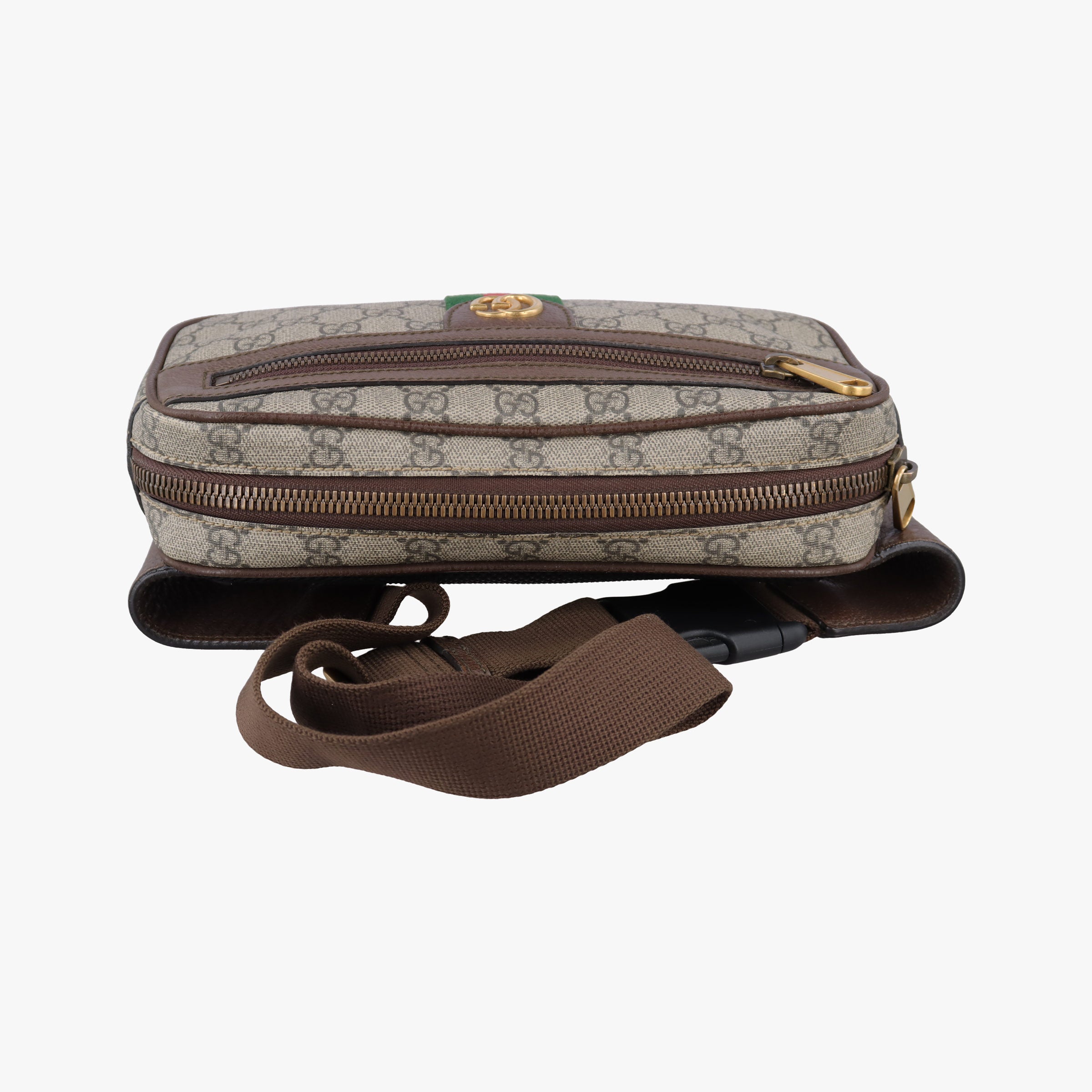 Pre-owned Gucci Ophidia Beige×Brown PVC coated canvas×leather 574796 bum bag/waist bag | stylenewstar