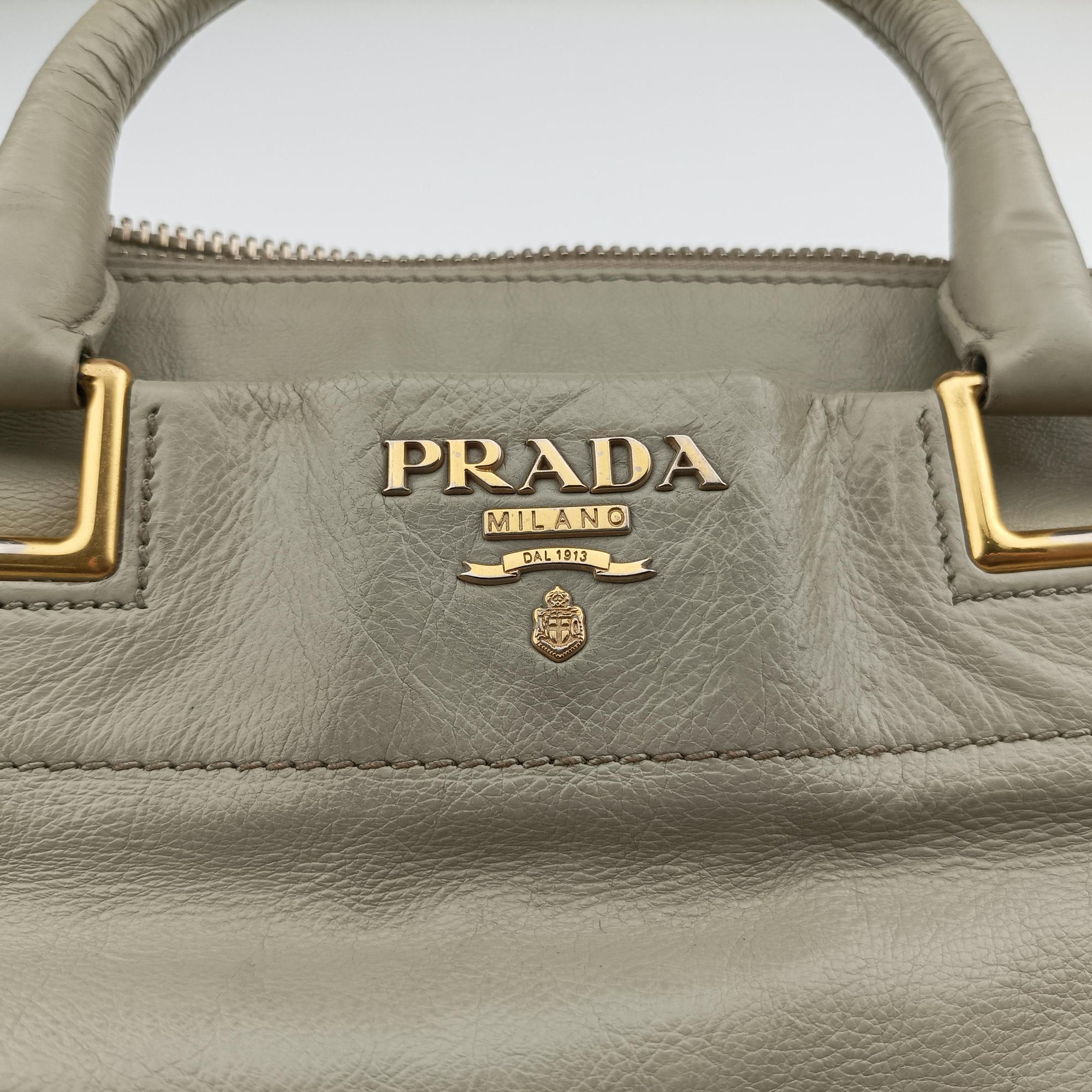 Vintage Prada Soft Top Gray Leather  handbag | stylenewstar