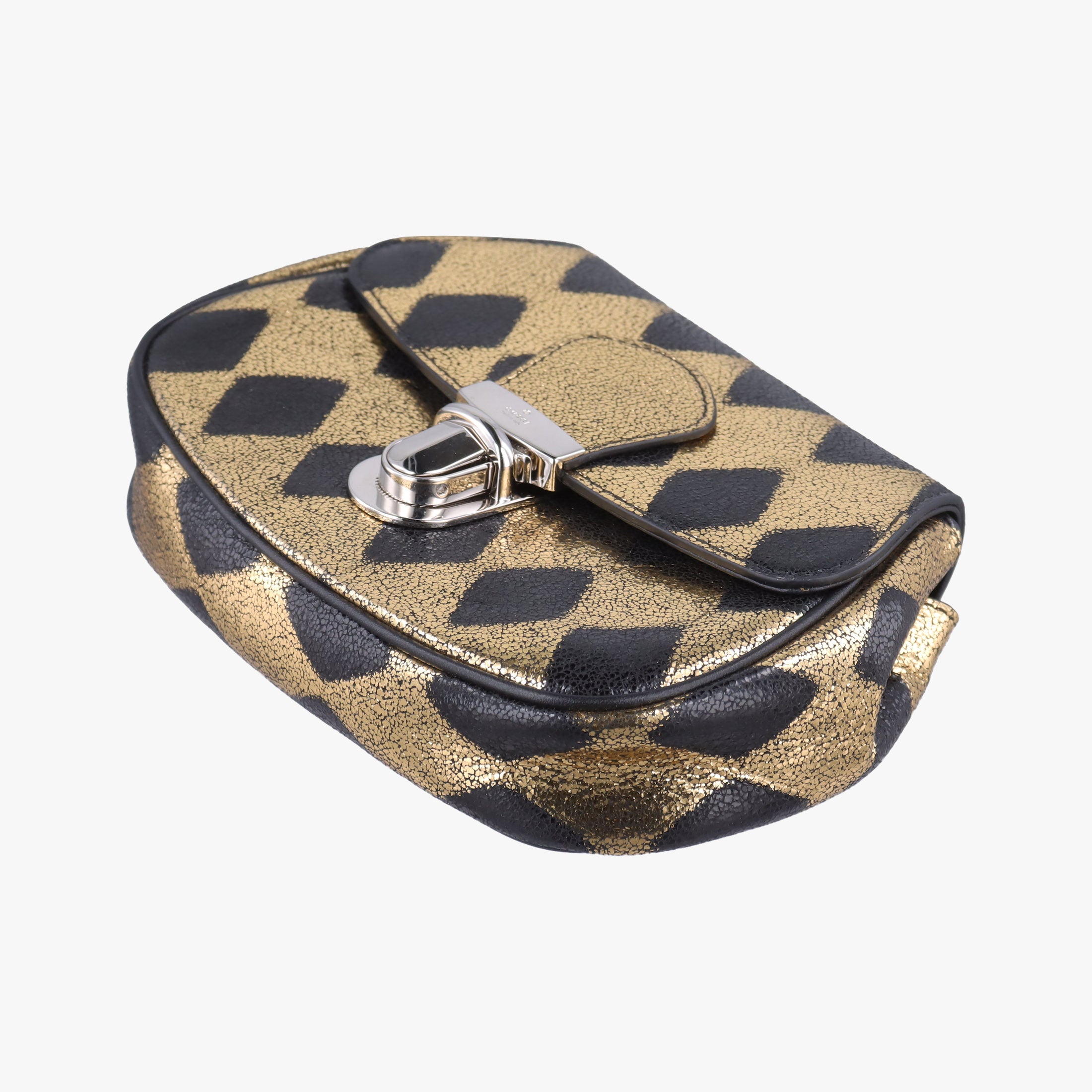 Vintage Gucci Metallic Crackle Golden×black Leather 605112 bum bag/waist bag | stylenewstar