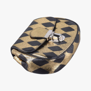 Vintage Gucci Metallic Crackle Golden×black Leather 605112 bum bag/waist bag | stylenewstar