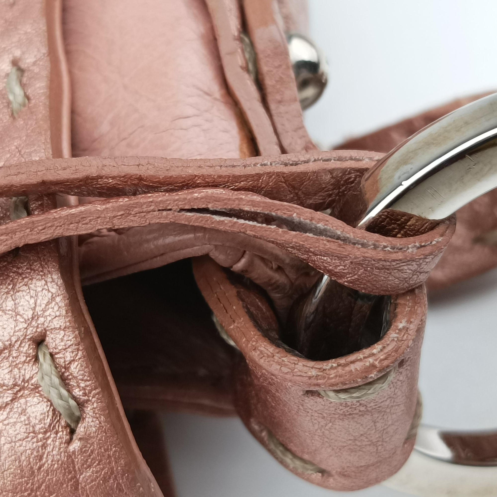 Pre-owned Fendi selleria flap Pink Leather 8BR356 shoulderbag | stylenewstar