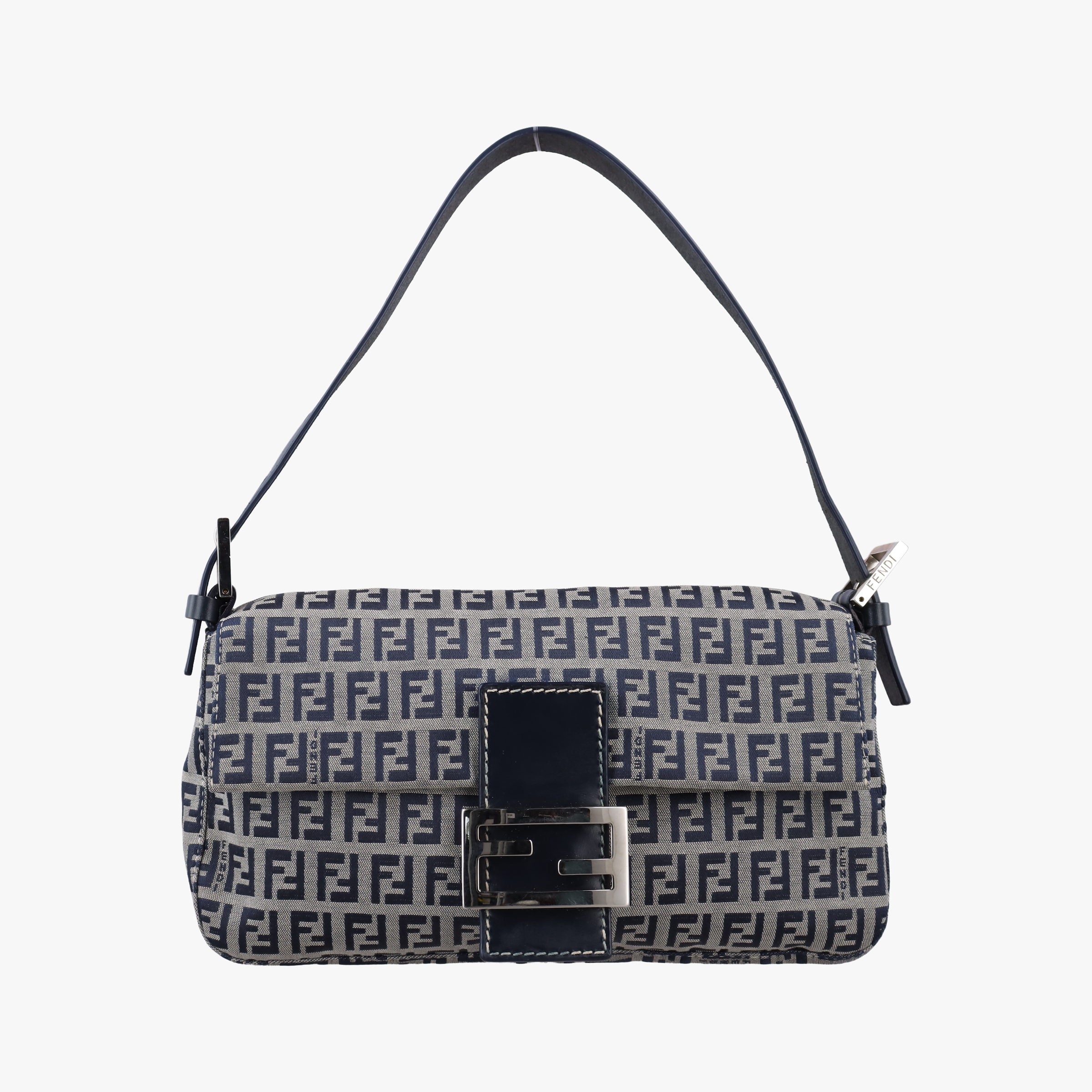 Pre-owned Fendi Mamma Baguette Navy Canvas 26424 shoulderbag | stylenewstar