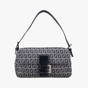 Pre-owned Fendi Mamma Baguette Navy Canvas 26424 shoulderbag | stylenewstar