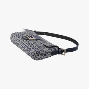 Pre-owned Fendi Mamma Baguette Navy Canvas 26424 shoulderbag | stylenewstar