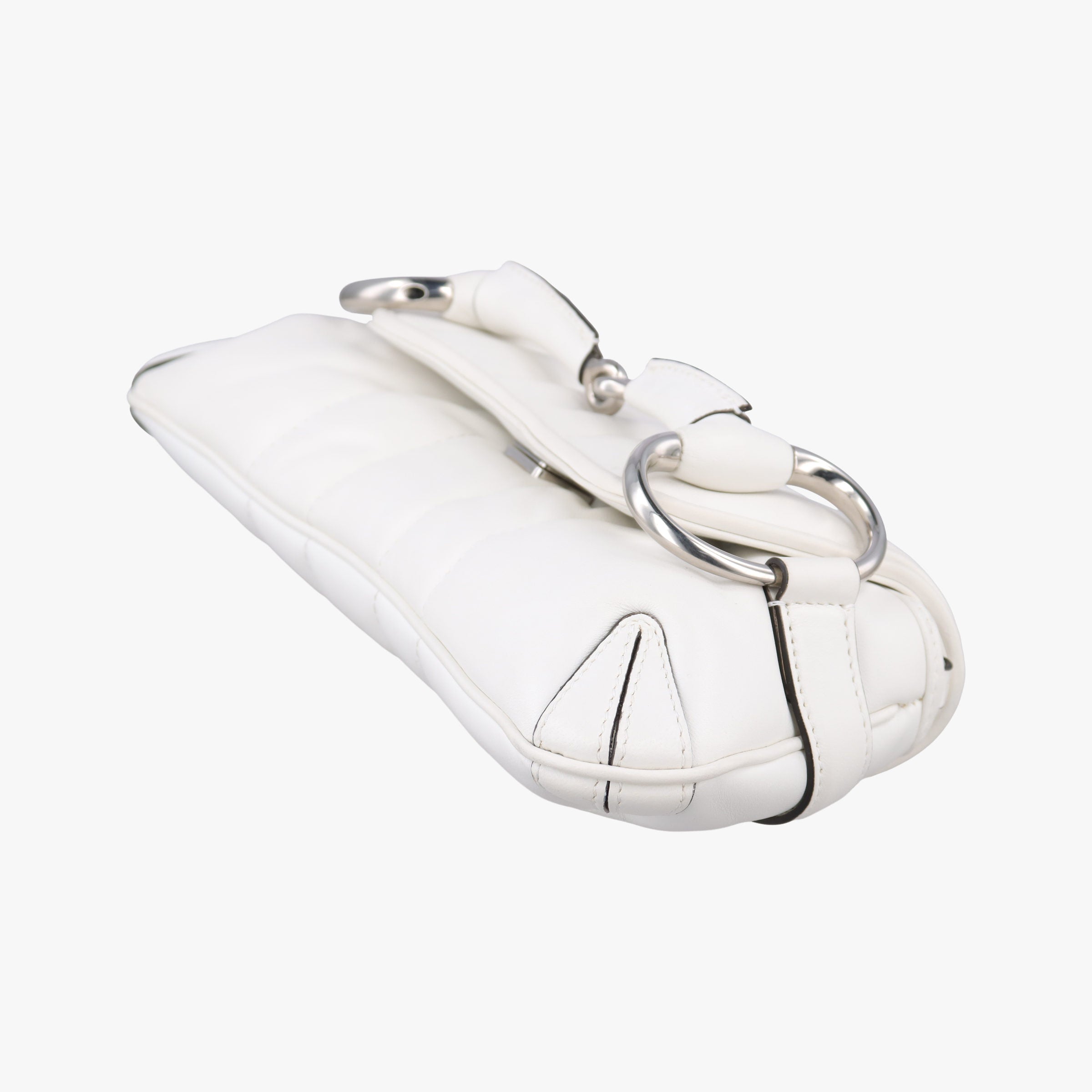 Pre-owned Gucci Horsebit White Leather 764339 shoulderbag | stylenewstar