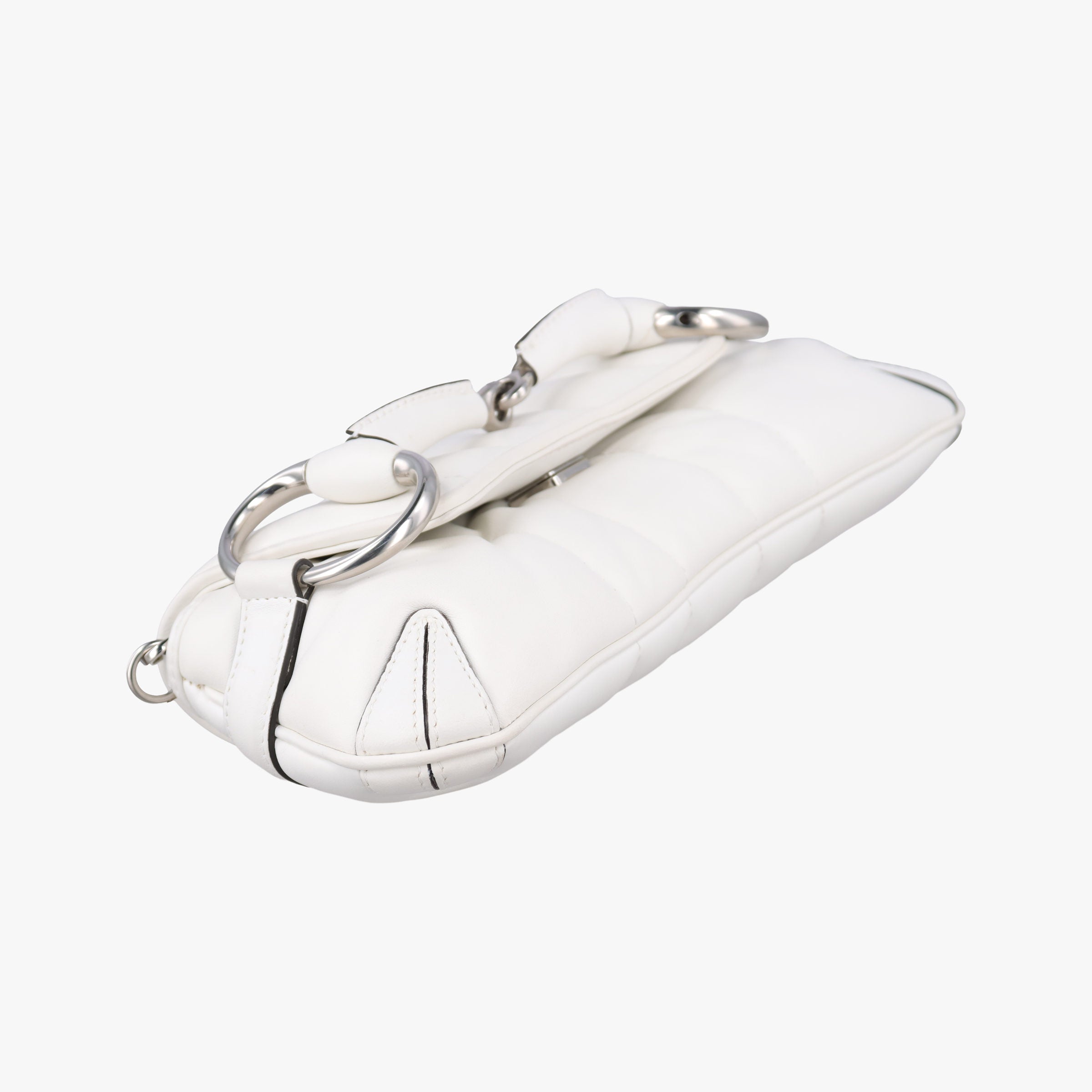 Pre-owned Gucci Horsebit White Leather 764339 shoulderbag | stylenewstar