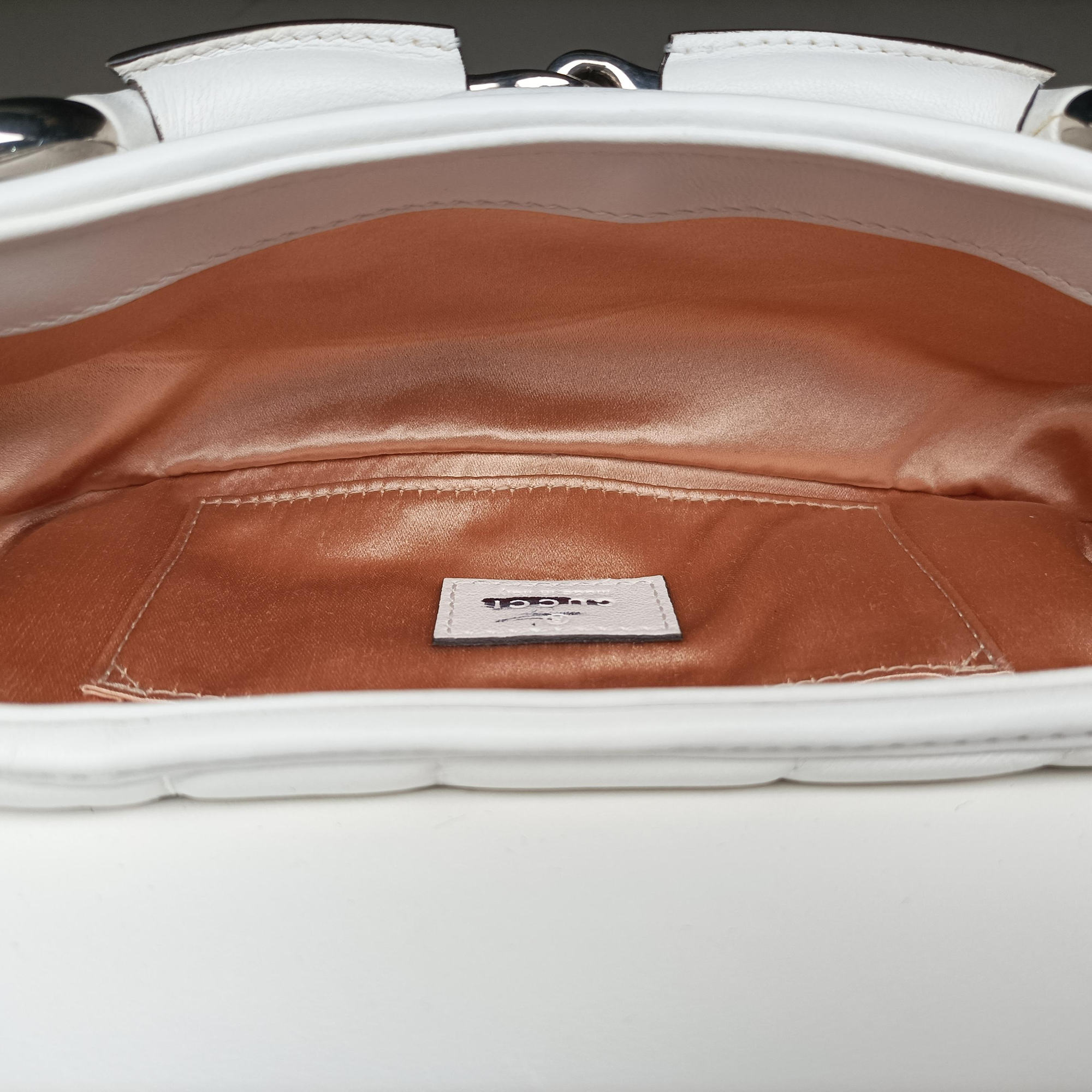 Pre-owned Gucci Horsebit White Leather 764339 shoulderbag | stylenewstar