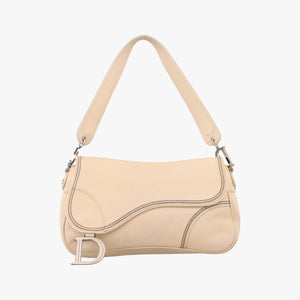 Pre-owned Christian Dior D charm ivory Leather  handbag | stylenewstar