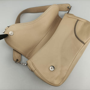 Pre-owned Christian Dior D charm ivory Leather  handbag | stylenewstar