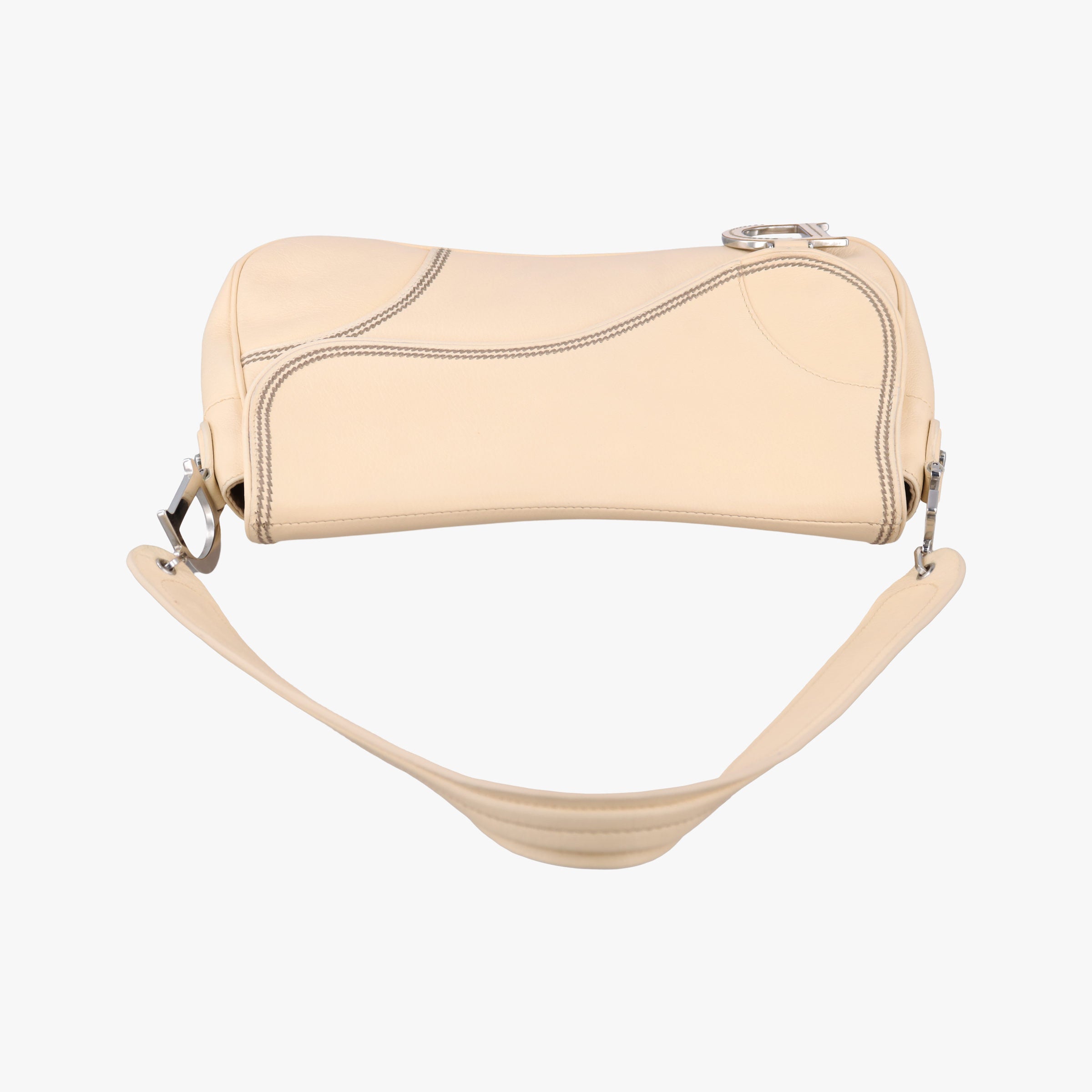 Pre-owned Christian Dior D charm ivory Leather  handbag | stylenewstar