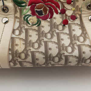 Pre-owned Christian Dior Trotter Flower Line Ivory×Beige×Multicolor Canvas × Leather  handbag | stylenewstar