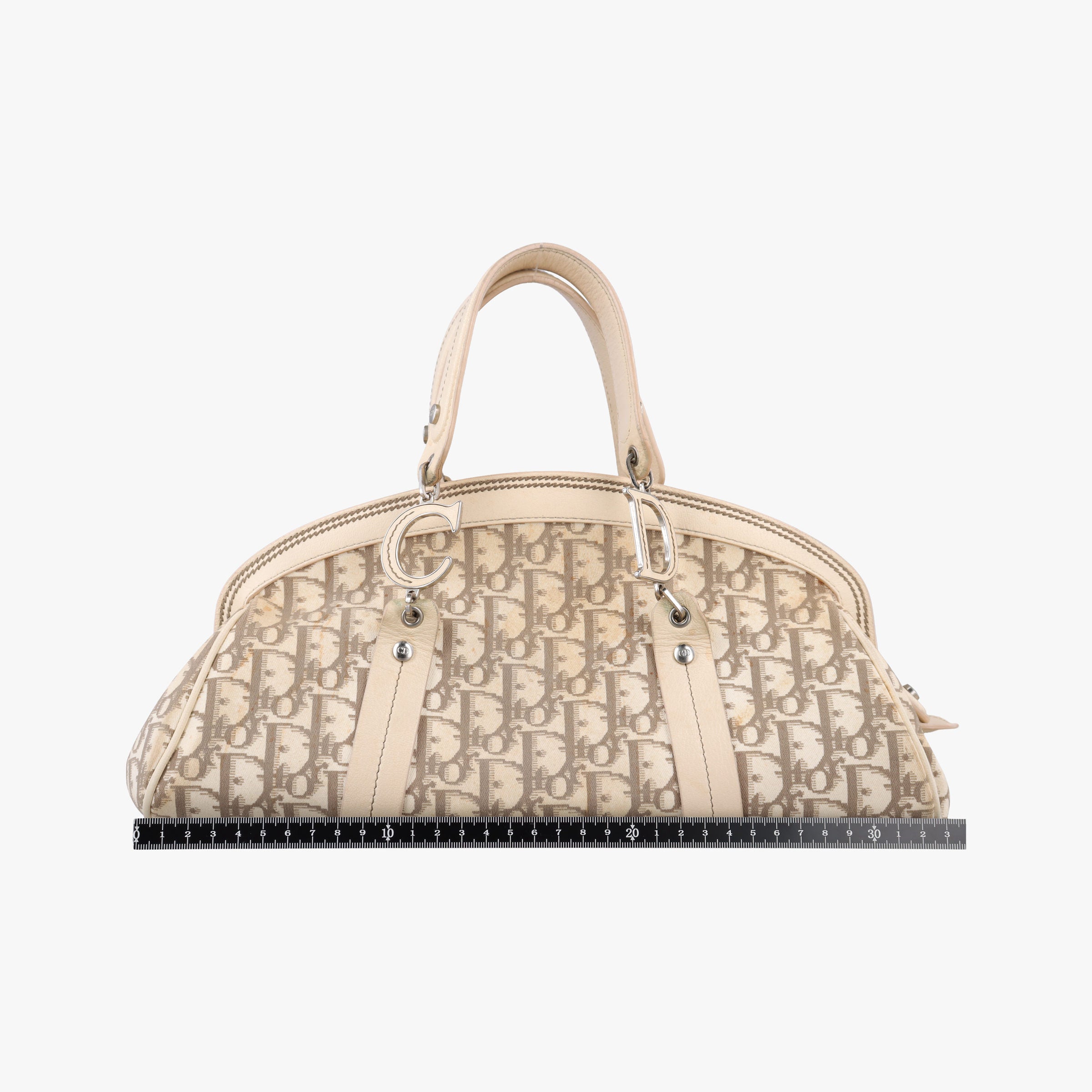 Pre-owned Christian Dior Trotter Flower Line Ivory×Beige×Multicolor Canvas × Leather  handbag | stylenewstar