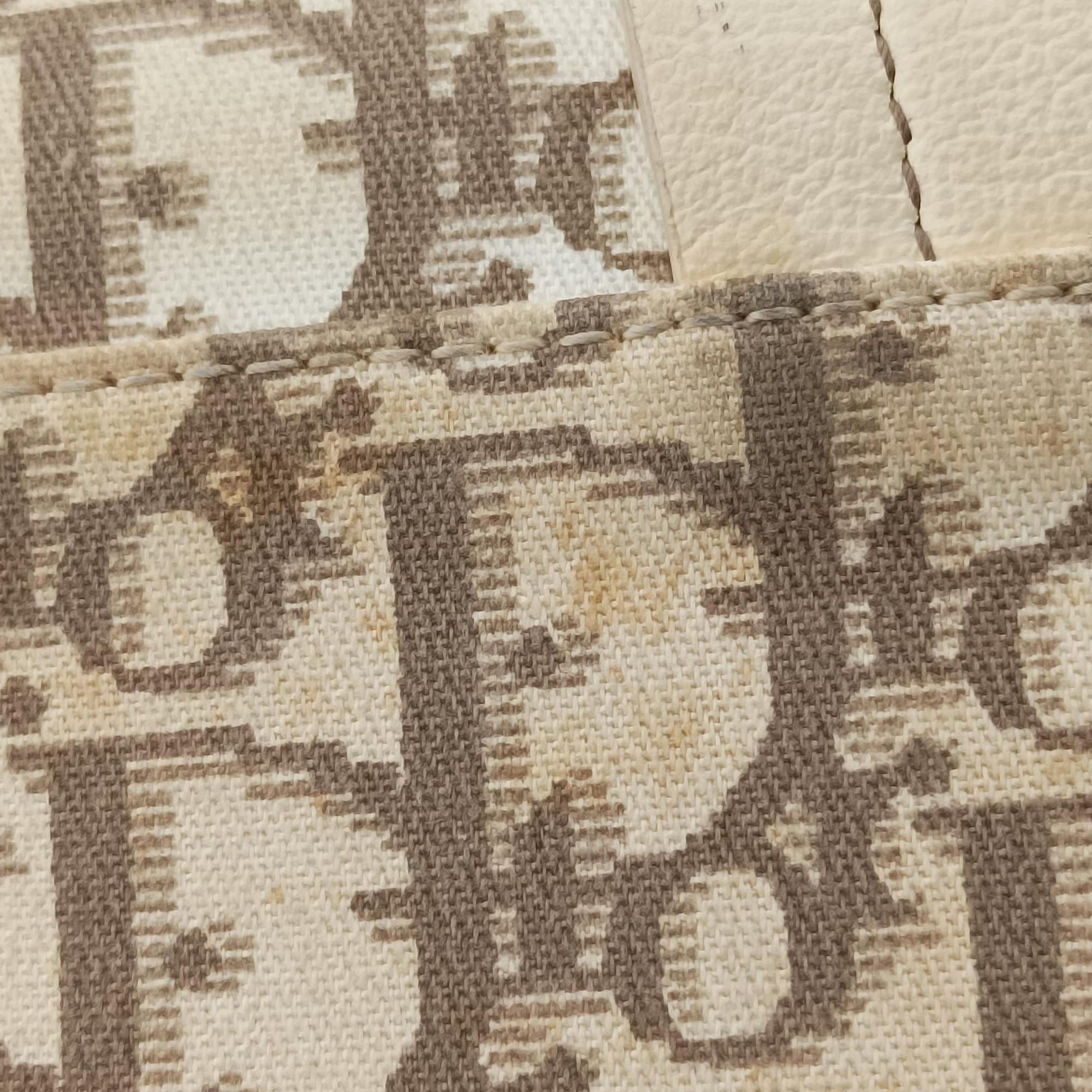 Pre-owned Christian Dior Trotter Flower Line Ivory×Beige×Multicolor Canvas × Leather  handbag | stylenewstar