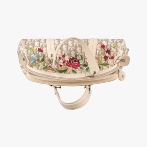 Pre-owned Christian Dior Trotter Flower Line Ivory×Beige×Multicolor Canvas × Leather  handbag | stylenewstar