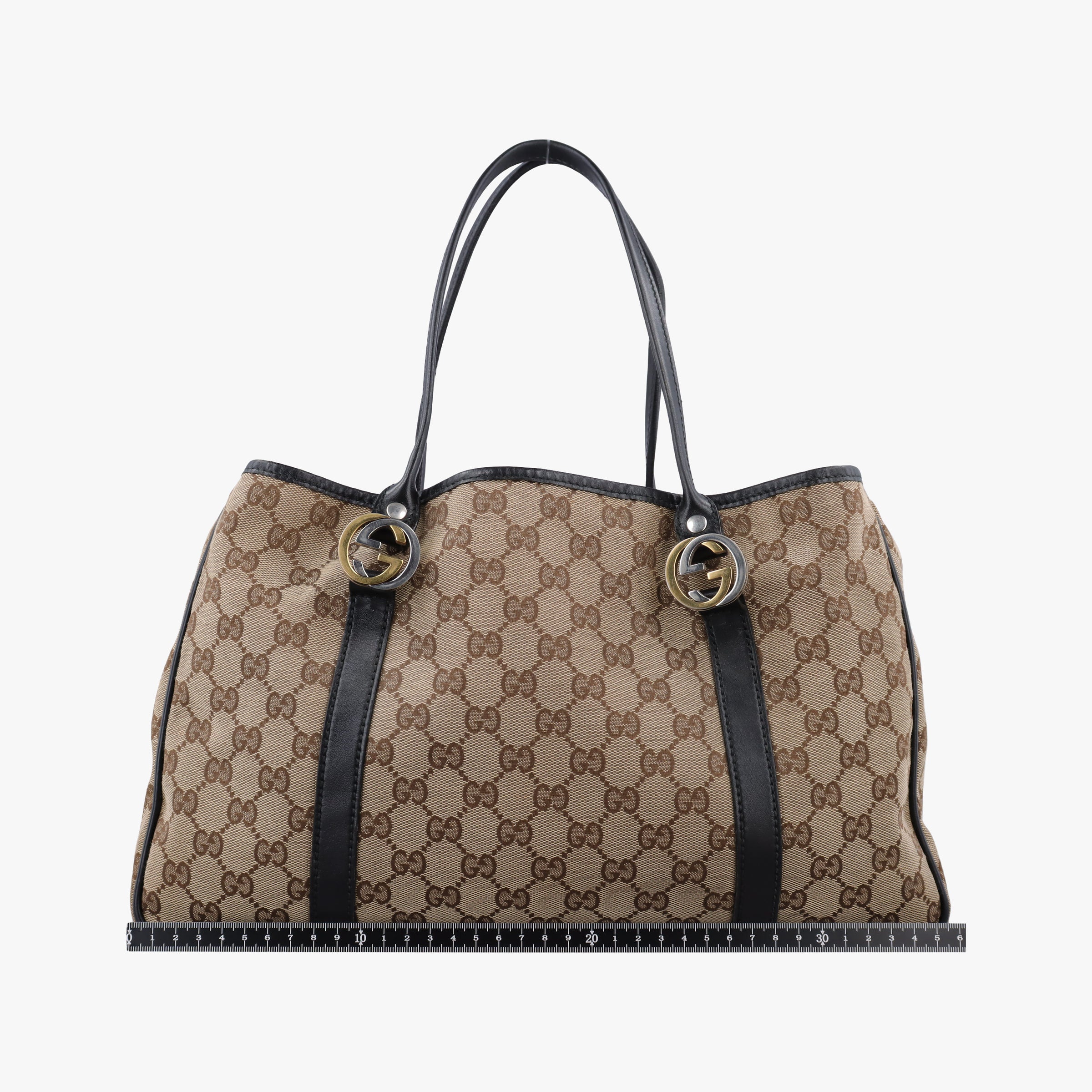 Pre-owned Gucci GG Canvas GG Twins Beige × Black Canvas×Leather 232957 handbag | stylenewstar