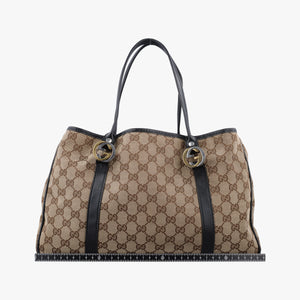 Pre-owned Gucci GG Canvas GG Twins Beige × Black Canvas×Leather 232957 handbag | stylenewstar