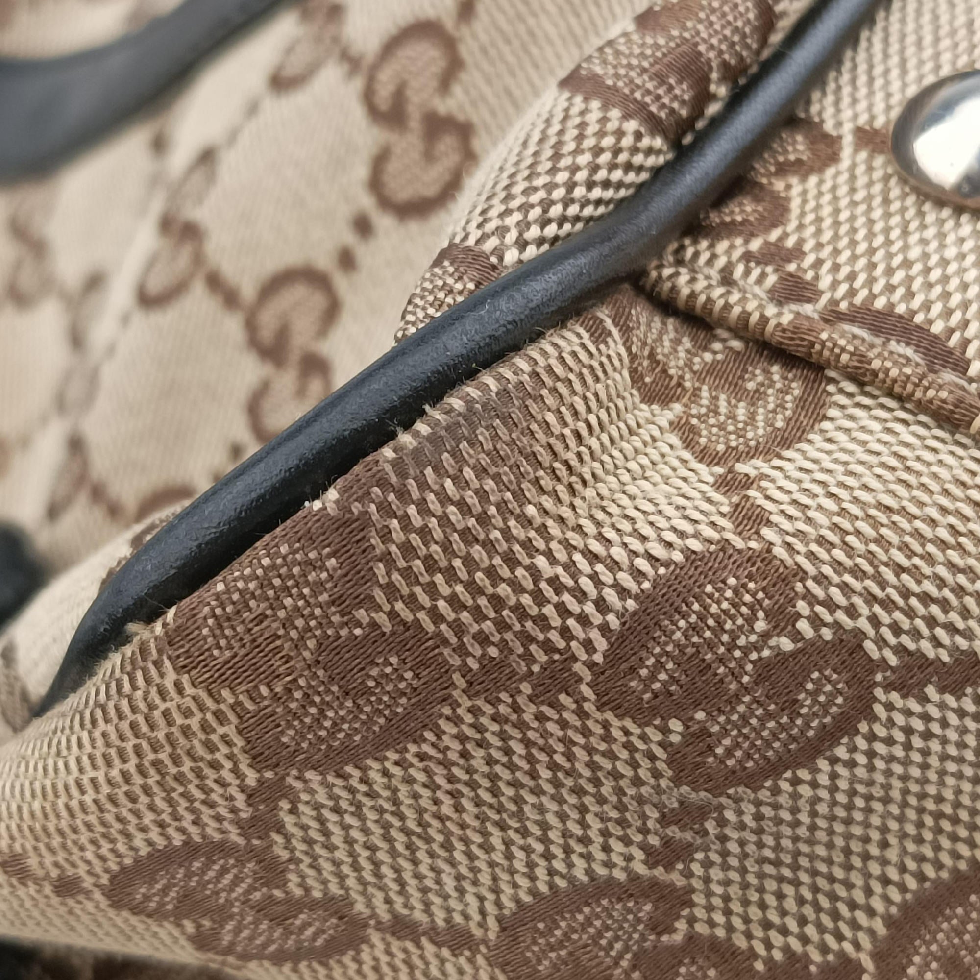 Pre-owned Gucci GG Canvas GG Twins Beige × Black Canvas×Leather 232957 handbag | stylenewstar