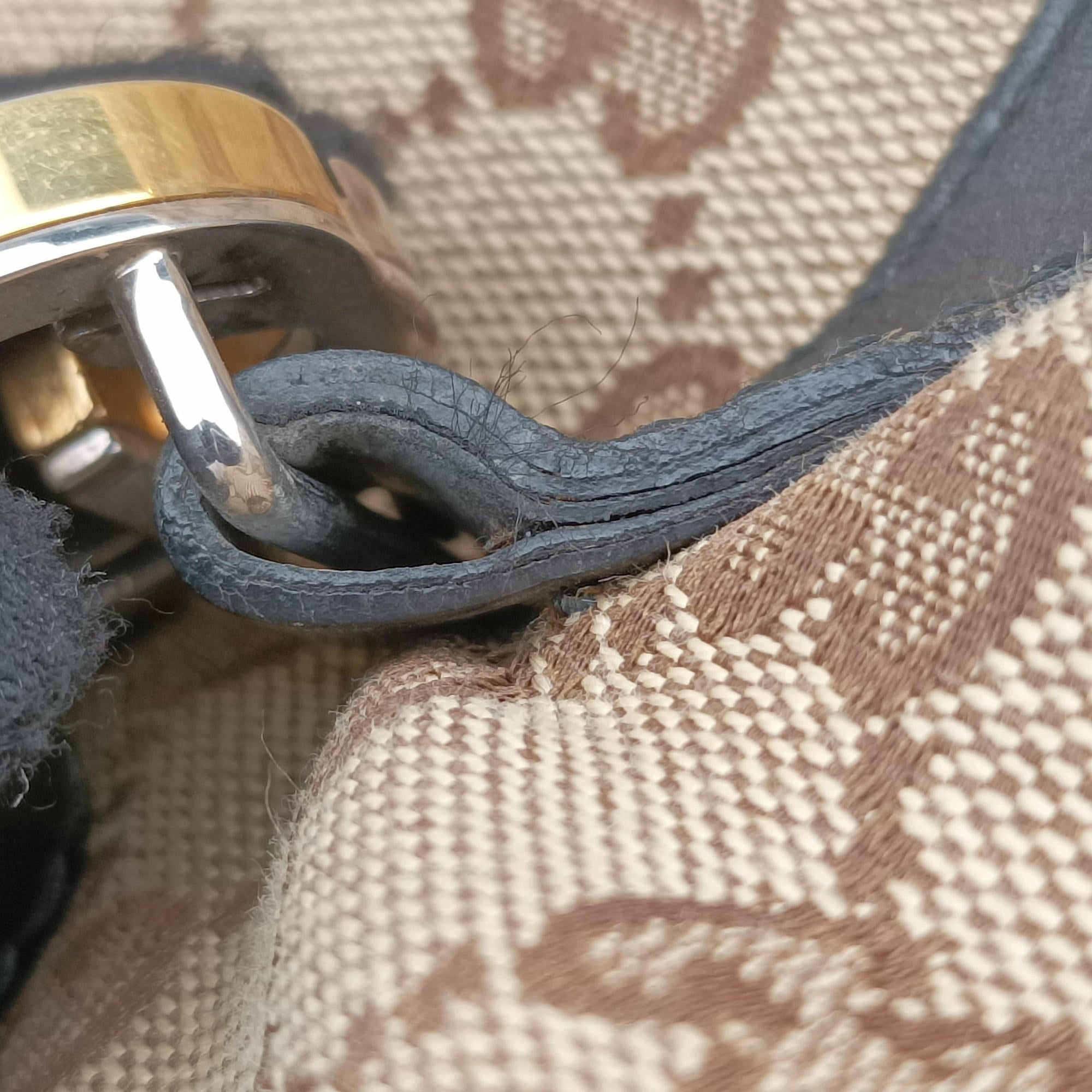 Pre-owned Gucci GG Canvas GG Twins Beige × Black Canvas×Leather 232957 handbag | stylenewstar