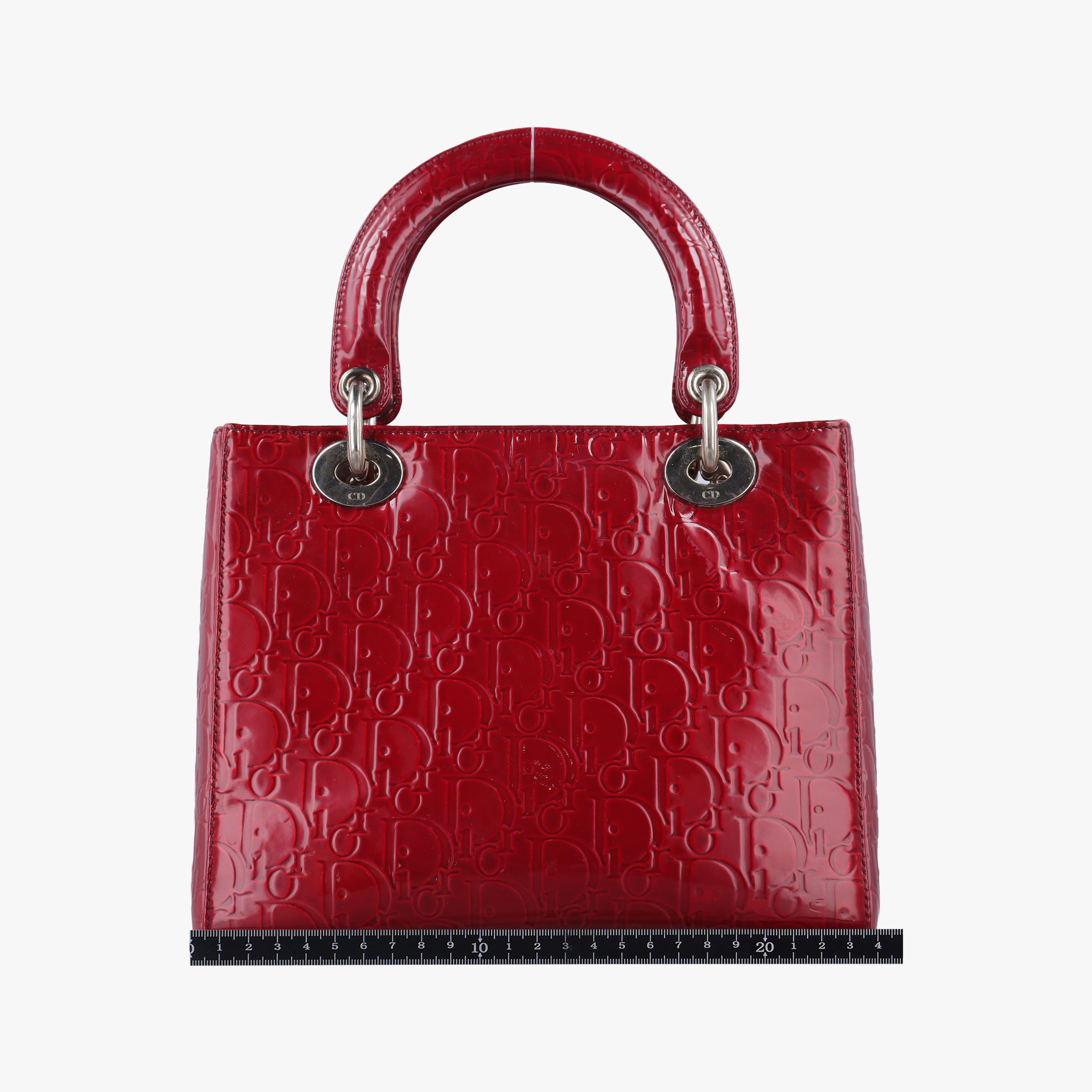 Pre-owned Christian Dior Lady Dior Red Patent  shoulderbag | stylenewstar