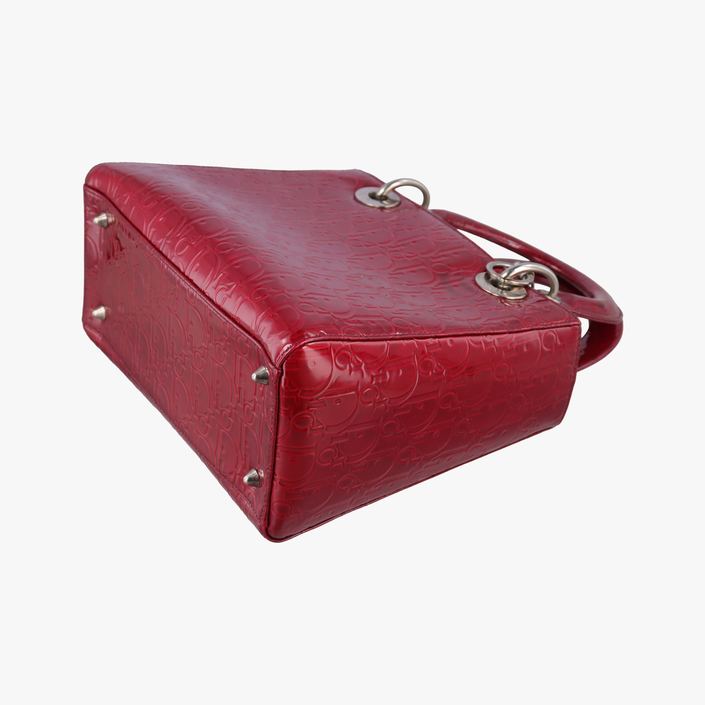 Pre-owned Christian Dior Lady Dior Red Patent  shoulderbag | stylenewstar