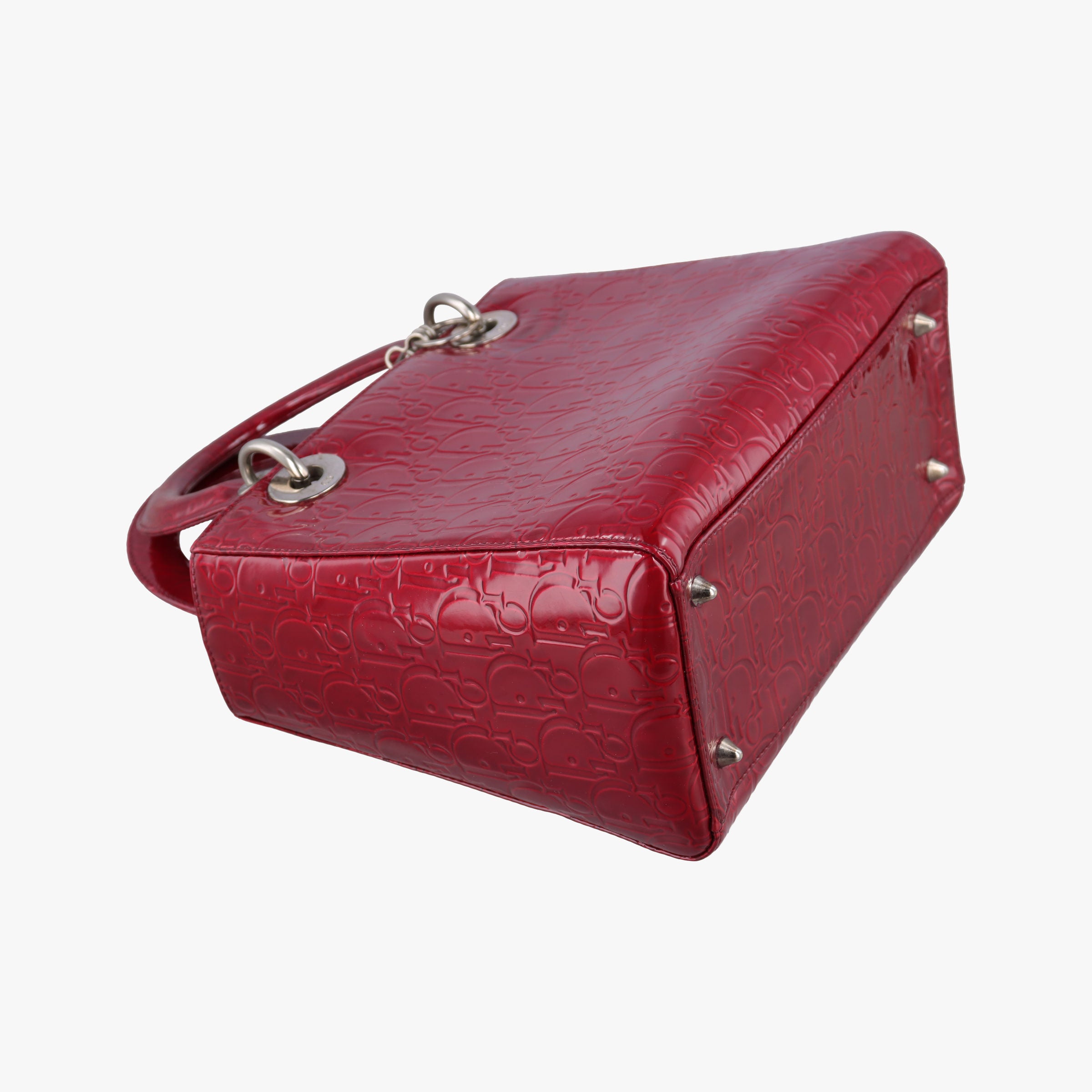 Pre-owned Christian Dior Lady Dior Red Patent  shoulderbag | stylenewstar