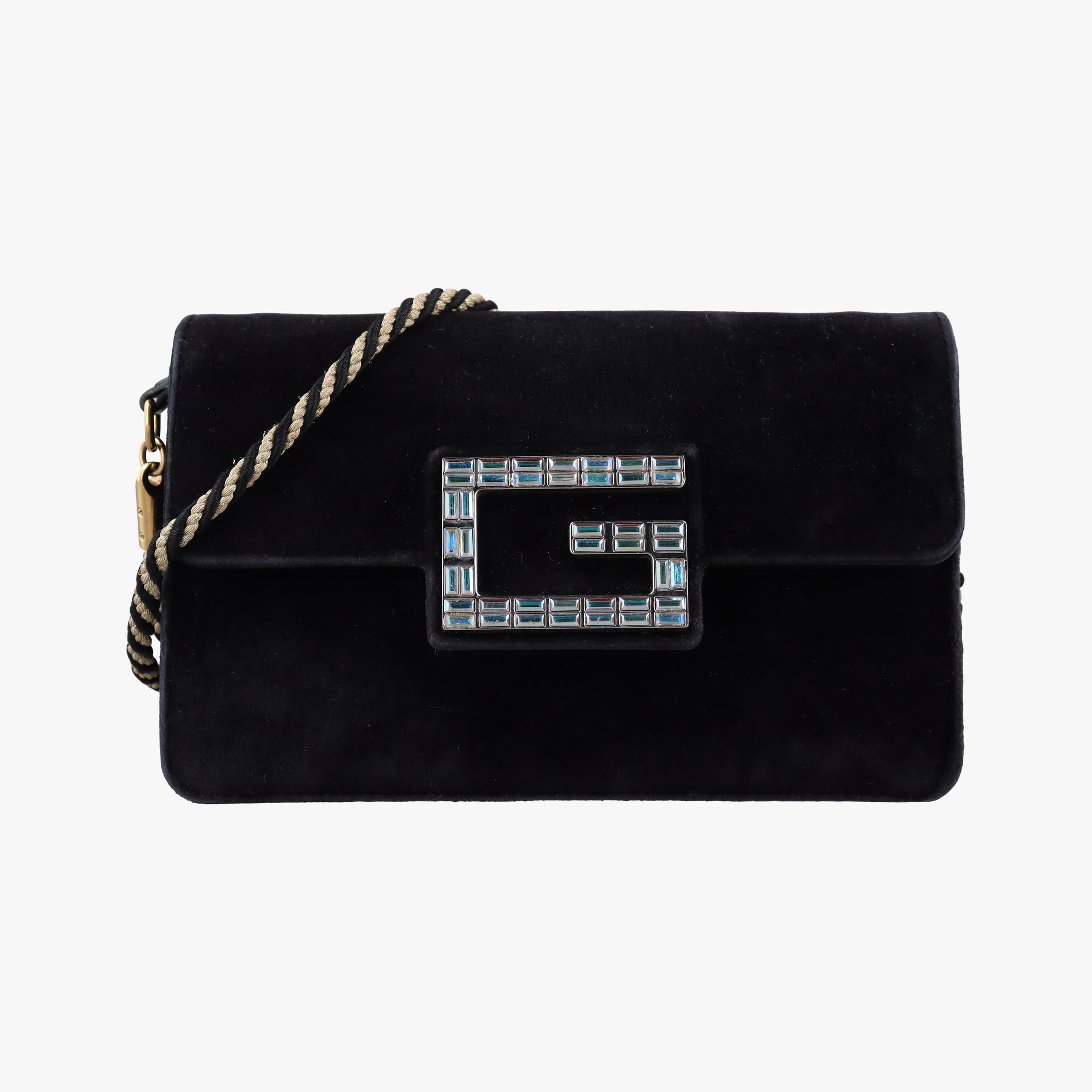 Pre-owned Gucci Square G Black velour 544242 shoulderbag | stylenewstar