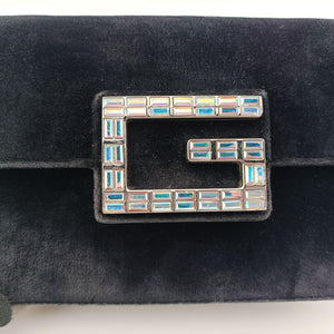 Pre-owned Gucci Square G Black velour 544242 shoulderbag | stylenewstar