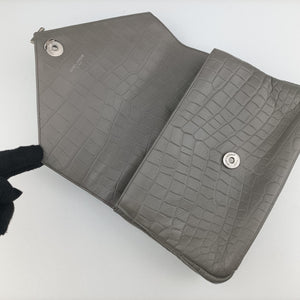 Pre-owned Yves Saint Laurent COLLEGE Grey Leather 428101 shoulderbag | stylenewstar