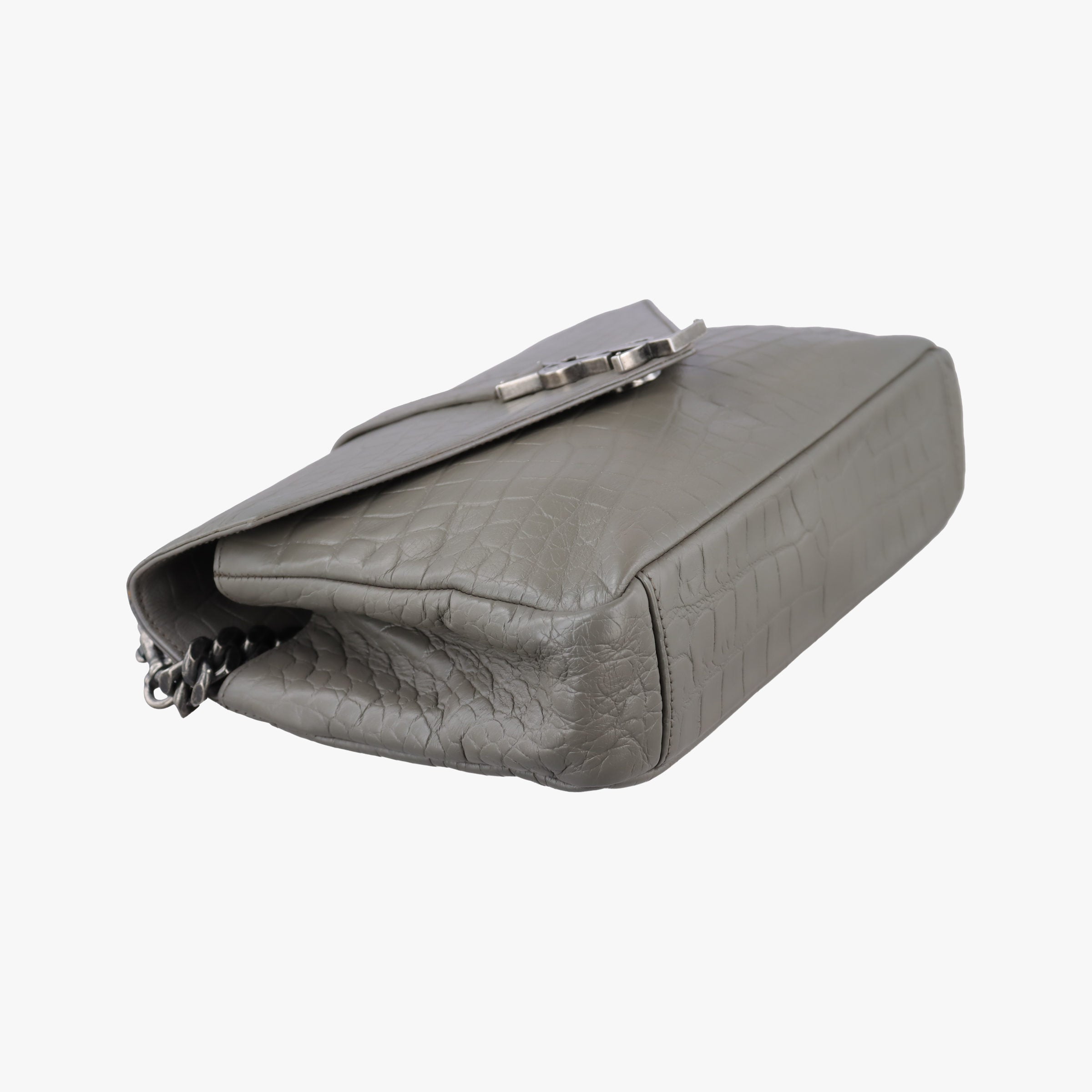 Pre-owned Yves Saint Laurent COLLEGE Grey Leather 428101 shoulderbag | stylenewstar