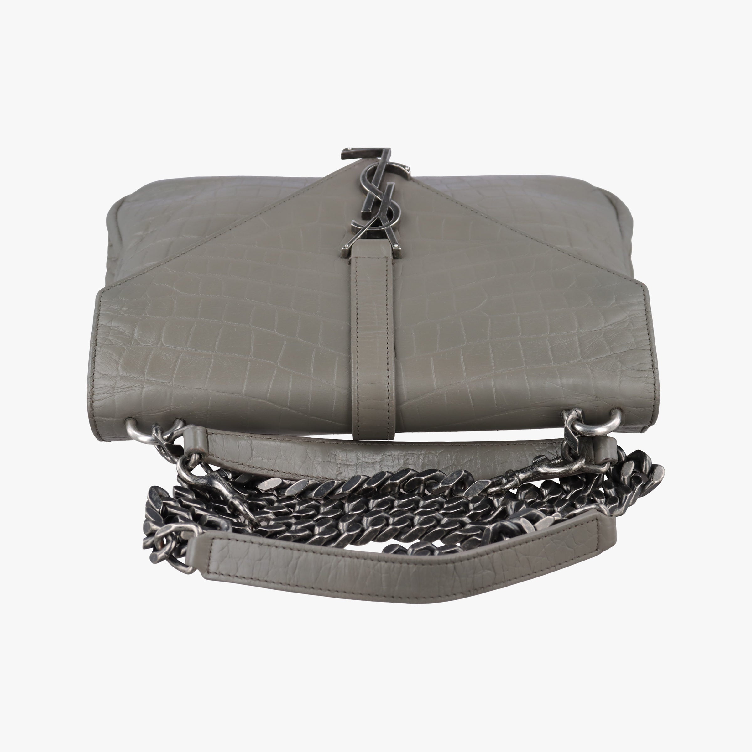 Pre-owned Yves Saint Laurent COLLEGE Grey Leather 428101 shoulderbag | stylenewstar