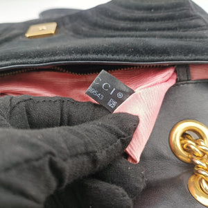 Pre-owned Gucci GG Marmont Black velour 443497 shoulderbag | stylenewstar