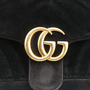 Pre-owned Gucci GG Marmont Black velour 443497 shoulderbag | stylenewstar