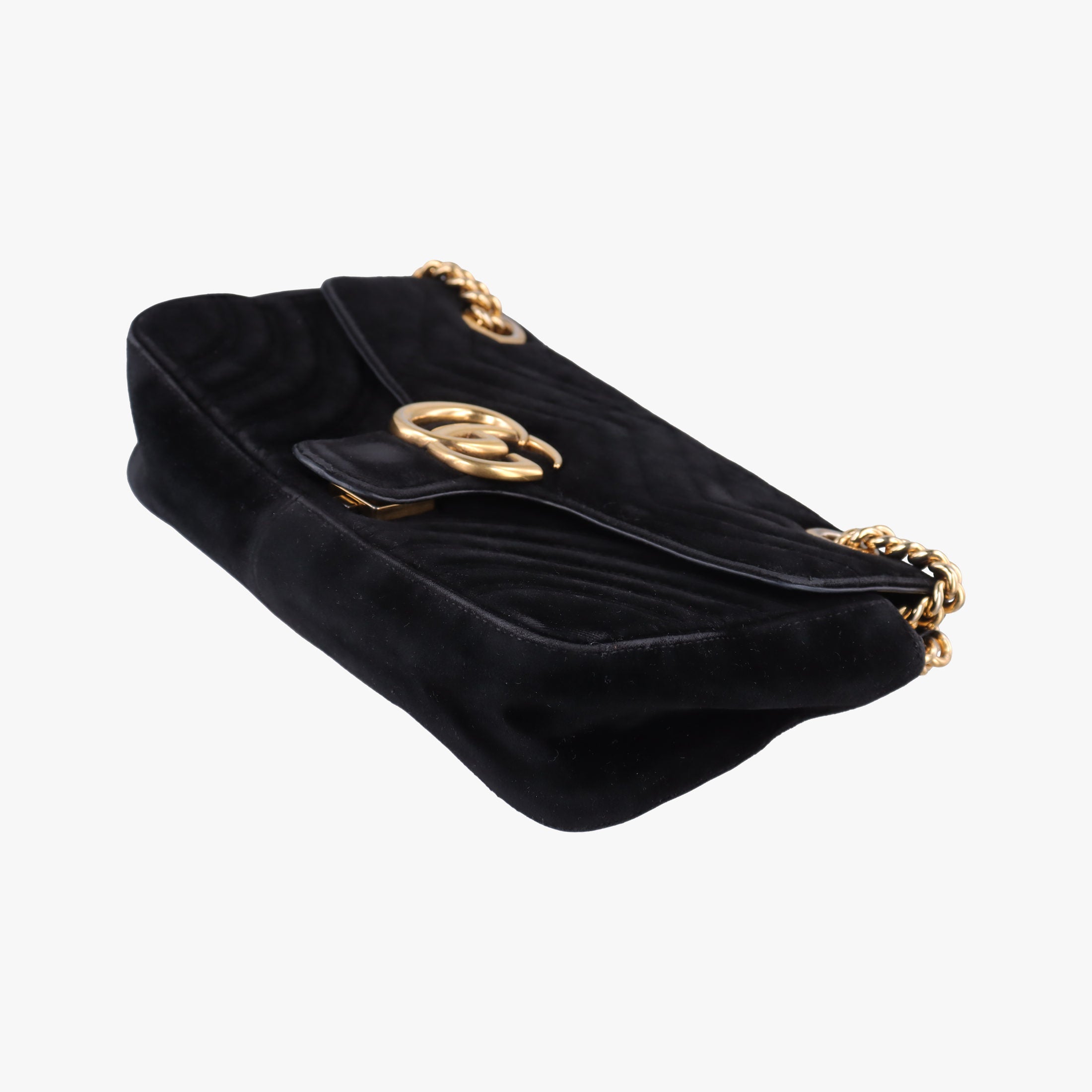 Pre-owned Gucci GG Marmont Black velour 443497 shoulderbag | stylenewstar