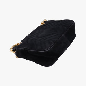 Pre-owned Gucci GG Marmont Black velour 443497 shoulderbag | stylenewstar