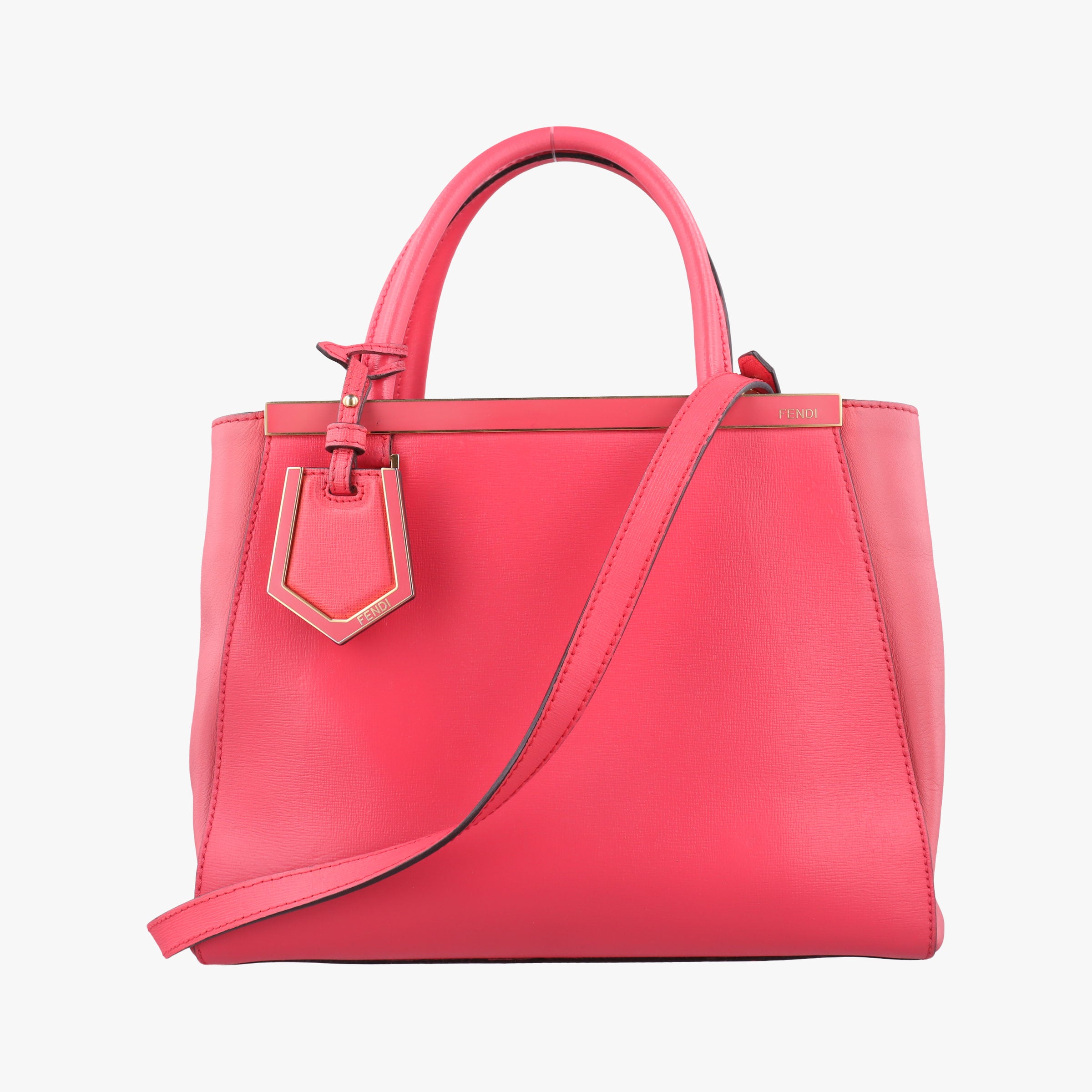 Pre-owned Fendi Petite 2 JOURS Pink Leather 8BH253 shoulderbag | stylenewstar