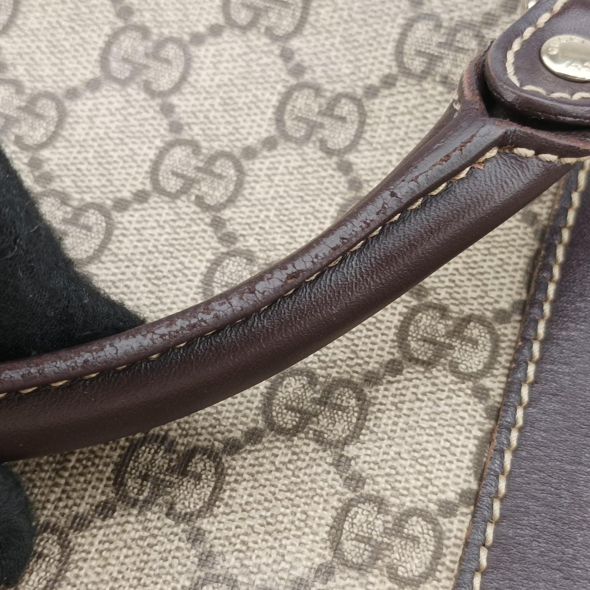 Secondhand Gucci GG plus GG Supreme Briefcase Brown PVC coated canvasxLeather 201480 handbag | stylenewstar