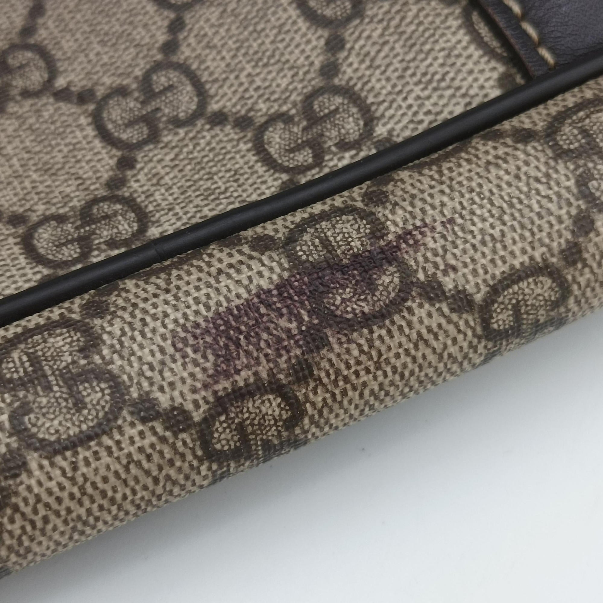 Secondhand Gucci GG plus GG Supreme Briefcase Brown PVC coated canvasxLeather 201480 handbag | stylenewstar