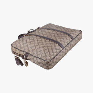 Secondhand Gucci GG plus GG Supreme Briefcase Brown PVC coated canvasxLeather 201480 handbag | stylenewstar