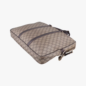 Secondhand Gucci GG plus GG Supreme Briefcase Brown PVC coated canvasxLeather 201480 handbag | stylenewstar