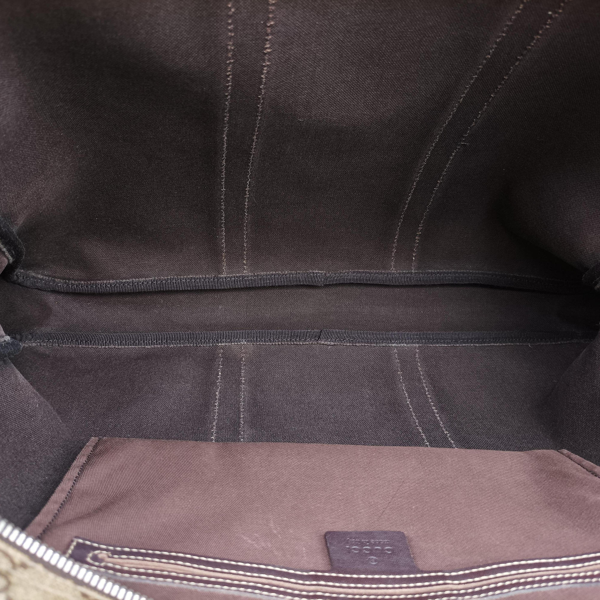 Secondhand Gucci GG plus GG Supreme Briefcase Brown PVC coated canvasxLeather 201480 handbag | stylenewstar