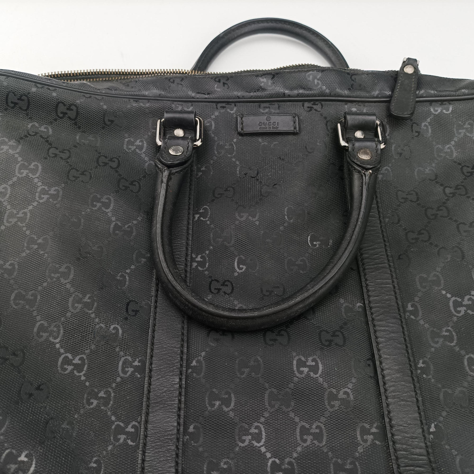 Vintage Gucci GG Imprime Briefcase Black PVC coated canvas 201480 handbag | stylenewstar