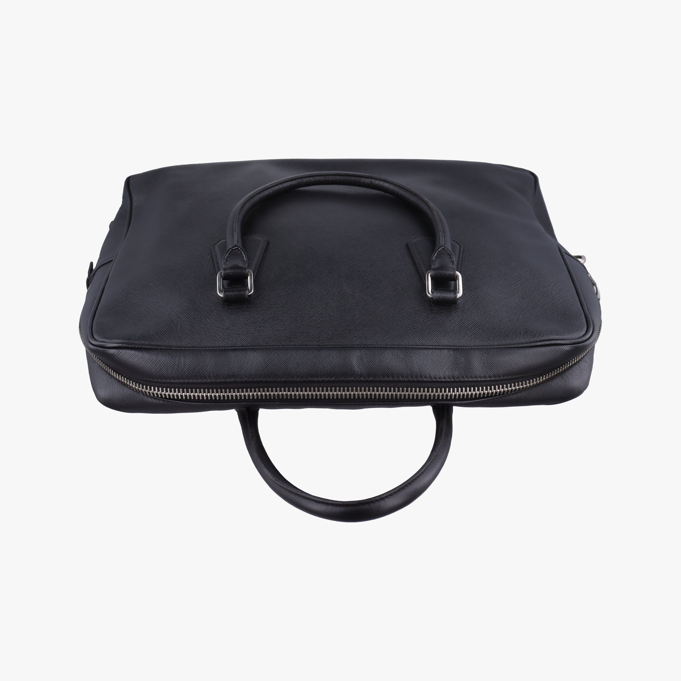Pre-owned Prada business bag briefcase Black SAFFIANO Leather 2VE363 handbag | stylenewstar