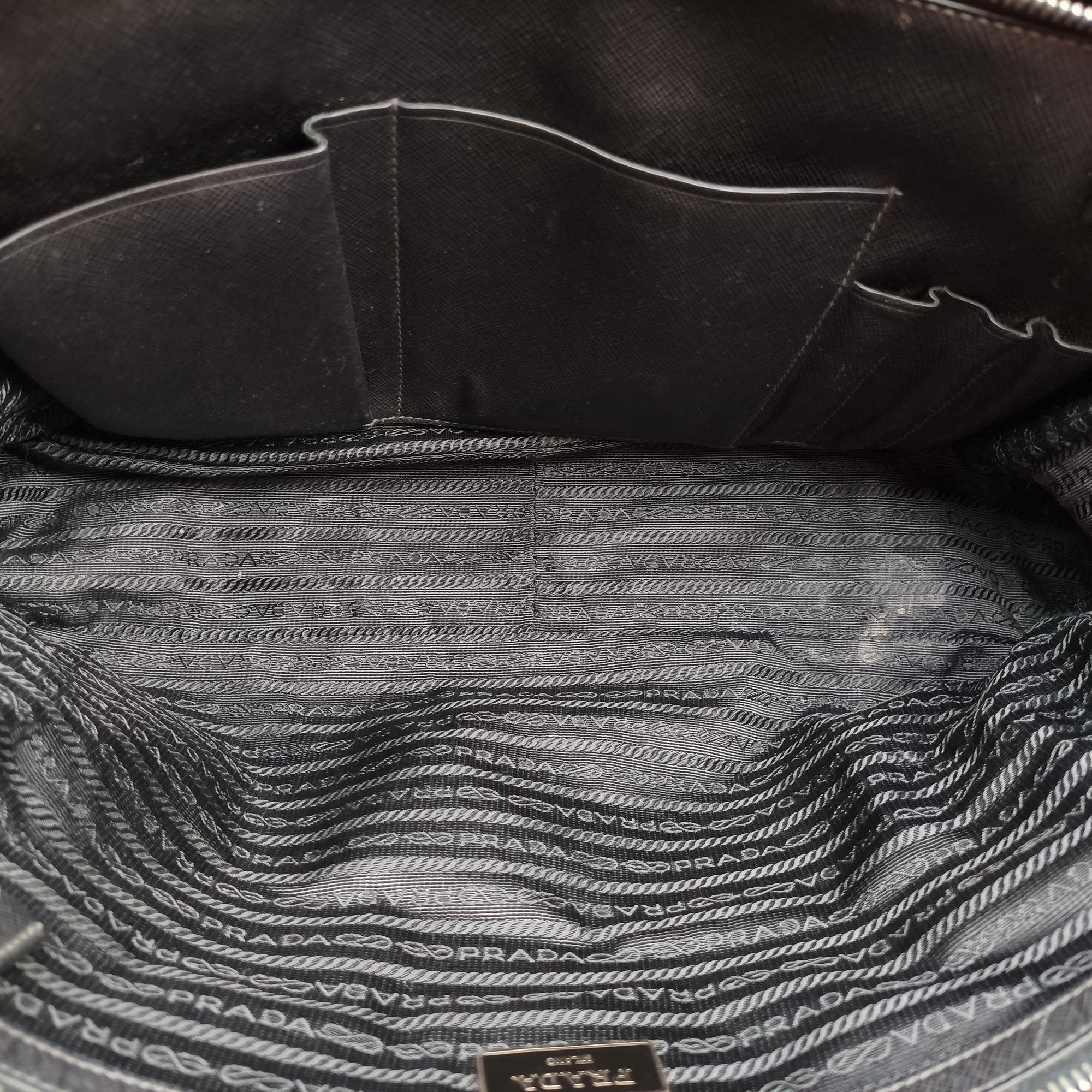Pre-owned Prada business bag briefcase Black SAFFIANO Leather 2VE363 handbag | stylenewstar