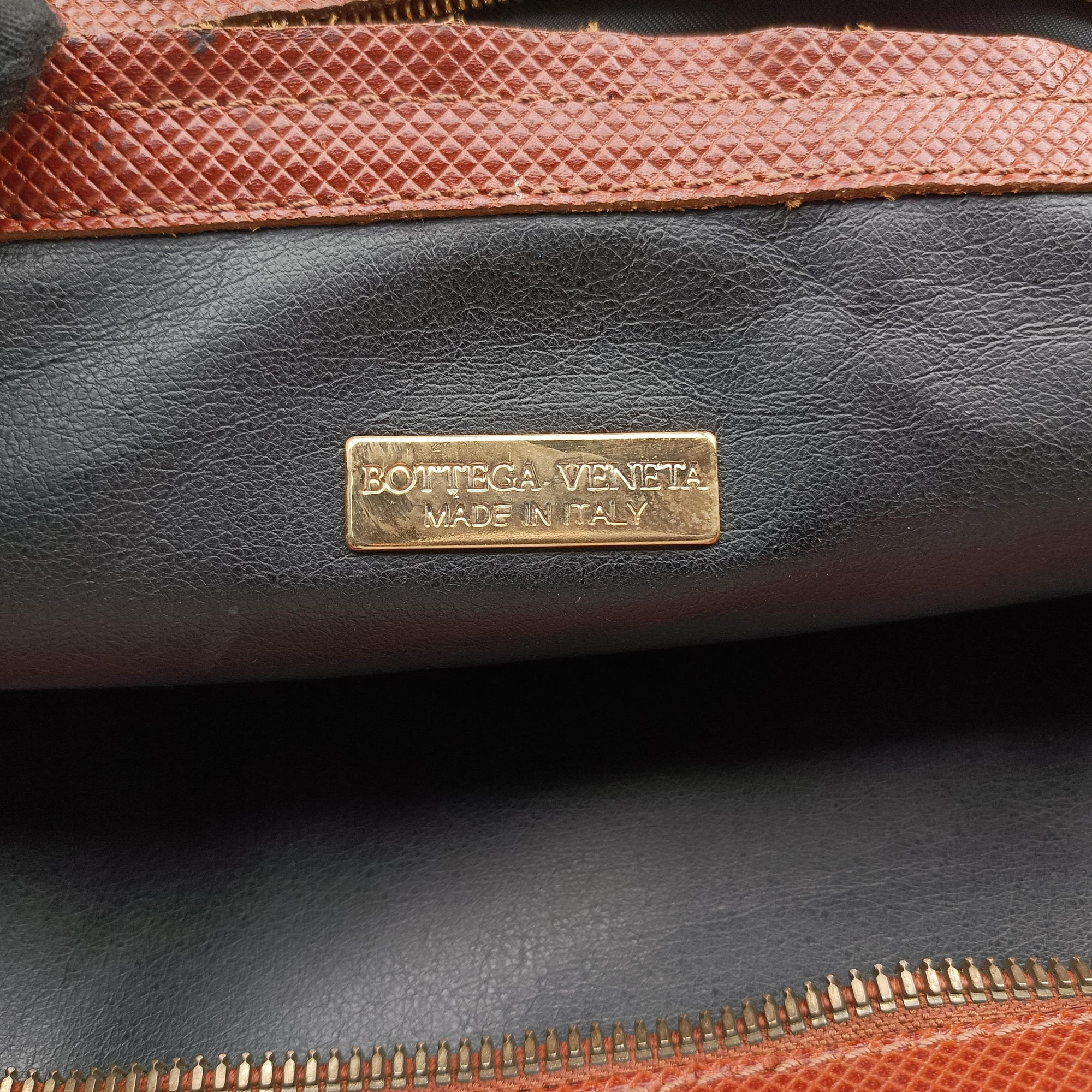 Pre-owned Bottega Veneta Marco Polo Jet Black × Caramel Brown PVC Coated Canvas × Calfskin  handbag | stylenewstar