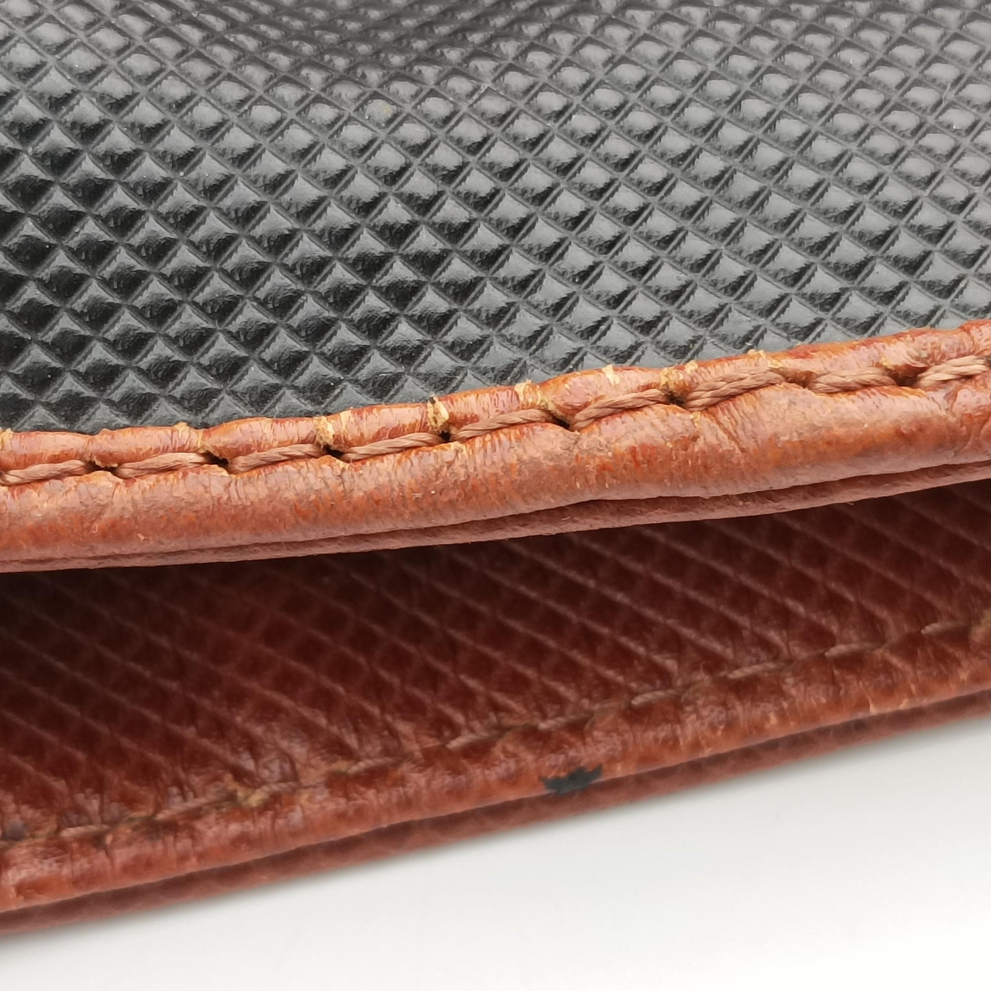 Pre-owned Bottega Veneta Marco Polo Jet Black × Caramel Brown PVC Coated Canvas × Calfskin  handbag | stylenewstar