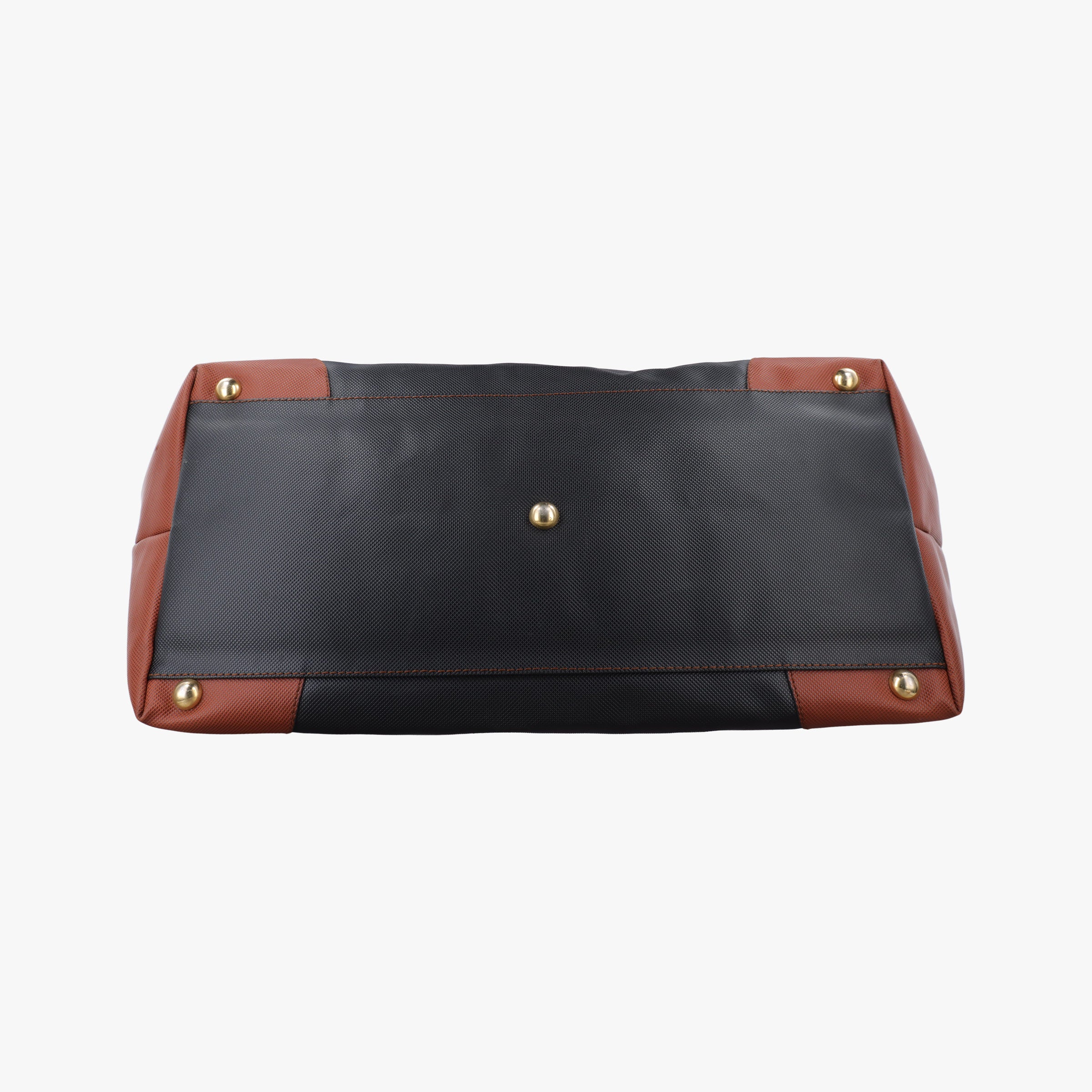 Pre-owned Bottega Veneta Marco Polo Jet Black × Caramel Brown PVC Coated Canvas × Calfskin  handbag | stylenewstar