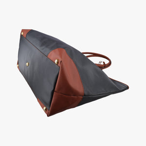 Pre-owned Bottega Veneta Marco Polo Jet Black × Caramel Brown PVC Coated Canvas × Calfskin  handbag | stylenewstar